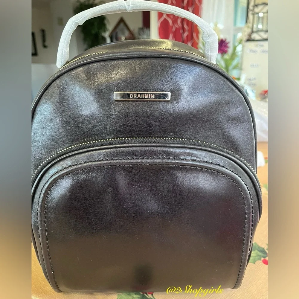 NWT Brahmin Chelcy in BLACK CAPTAIN Smooth Leather Backpack